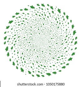 Oak Leaf curl globula. Element twirl organized from randomized oak leaf items. Vector illustration style is flat iconic symbols.