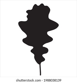 Oak leaf in the doodle style. Hand-drawn autumn silhouette. 
Botanical vector illustration
