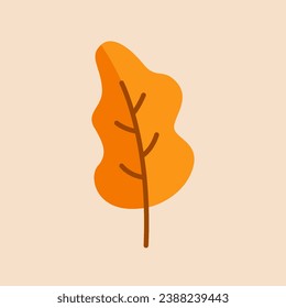 Oak Leaf Flat Design Vector Art Illustration on Isolated Object. Autumn Vector Illustration. Autumn Vector Theme Illustration. Autumn Theme Vector Illustration.