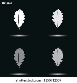 Oak leaf flat grayscale vector icon.
