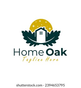 logotipo de ilustración de la casa de roble