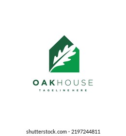 Oak leaf house nature logo design icon vector