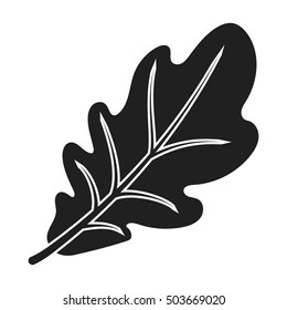 Oak leaf icon in black style isolated on white background. Canadian Thanksgiving Day symbol stock vector illustration.