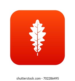 Oak leaf icon digital red for any design isolated on white vector illustration