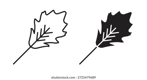 Eichenblatt-Symbol mit Glyphe und Linie. schwarze Vektorsymbole für die Web-Benutzeroberfläche
