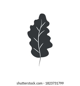 oak leaf icon over white background, silhouette style, vector illustration