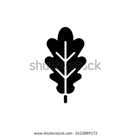 Oak Leaf Icon with Rounded Lobes and Curvy Edge Black Filled