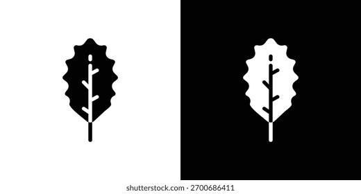 Colección de silueta de icono de hoja de roble en versiones sólidas planas en blanco y negro para Diseños gráficos