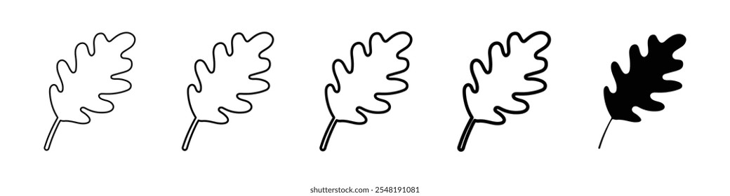 oak leaf icon Simple thin line logo set