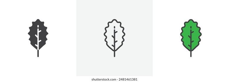 Oak Leaf icon symbol collection on white background.