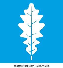 Oak leaf icon white isolated on blue background vector illustration