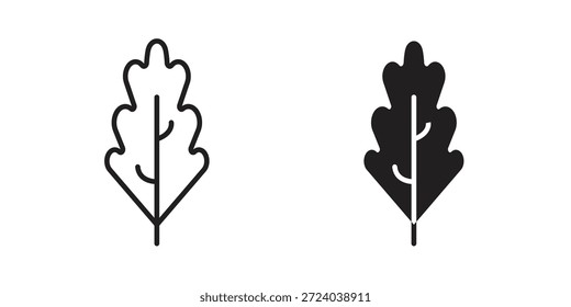 Iconos de la hoja de roble, Vector de línea. conjunto de símbolos sólidos