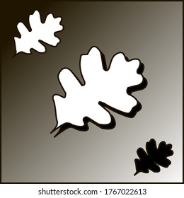Iconos de hoja de roble. Dibujo en blanco y negro. Ilustración del vector
