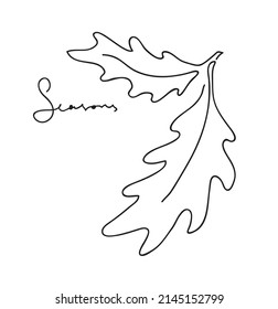 Oak leaf illustration. Hand drawing abstract vector graphic. Eco and nature concept. Continuous line art vector illustration