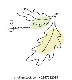 Ilustración de hoja de roble. Gráfica vectorial abstracta de dibujo manual. Concepto ecológico y natural. Ilustración vectorial de línea continua