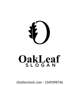 oak leaf letter o black logo icon design vector