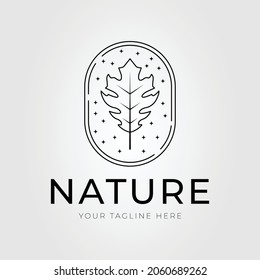 oak leaf line art logo or nature icon vector illustration design
