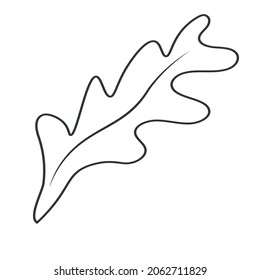 Oak leaf line art. Minimal one line drawing of oak leaf in sketch style, continuous line, isolated vector illustration. Scribble. For the design of pages of stories, background works, networks.