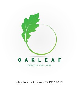 Oak Leaf and line half circle logo concept.