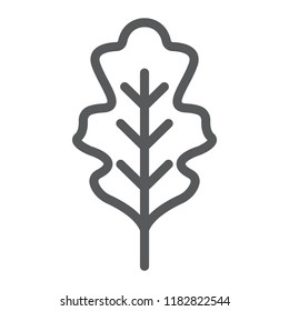Oak leaf line icon, nature and botany, foliage sign, vector graphics, a linear pattern on a white background, eps 10.