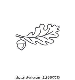 Oak leaf linear logo design template. Oak leaf with acorns graphic vector. Vector illustration svg