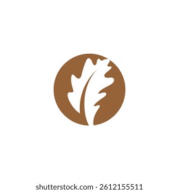 oak leaf logo circle simple and clean, eco-friendly, businesses, educational, institutions, health, wellness, insurance, finance, woodworking.
