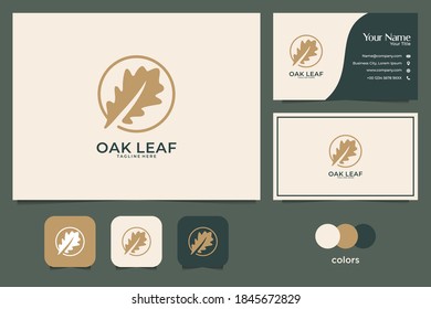 oak leaf logo design and business card