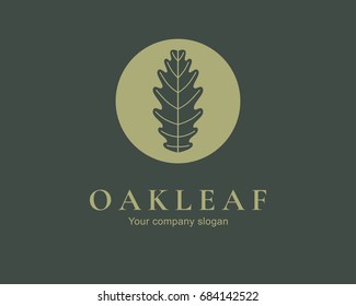 Oak leaf logo design. Silhouette creative symbol. Universal icon. Leaf sign. Simple logotype template for premium business. Vector illustration.