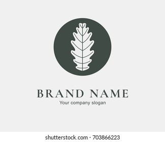 Oak leaf logo design. Silhouette creative symbol. Universal icon. Leaf sign. Simple logotype template for premium business. Vector illustration.