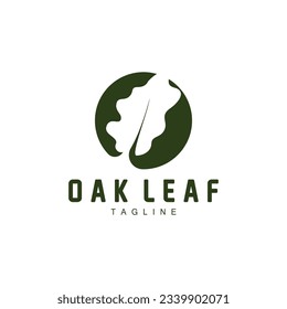 Oak Leaf Logo Design, Simple Green Plant Vector, Template Illustration