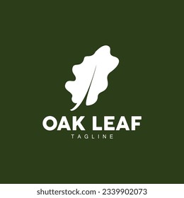 Oak Leaf Logo Design, Simple Green Plant Vector, Template Illustration