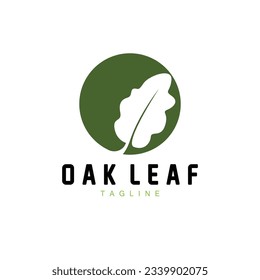 Oak Leaf Logo Design, Simple Green Plant Vector, Template Illustration