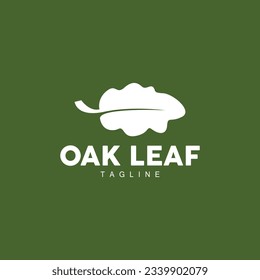 Oak Leaf Logo Design, Simple Green Plant Vector, Template Illustration