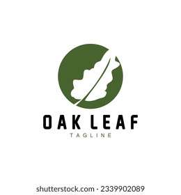 Oak Leaf Logo Design, Simple Green Plant Vector, Template Illustration