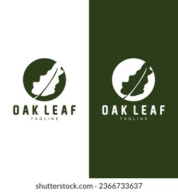 Oak Leaf Logo Design, Simple Green Plant Vector, Template Illustration