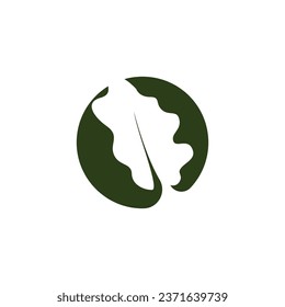 Oak Leaf Logo Design, Simple Green Plant Vector, Template Illustration