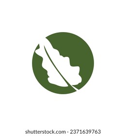 Oak Leaf Logo Design, Simple Green Plant Vector, Template Illustration