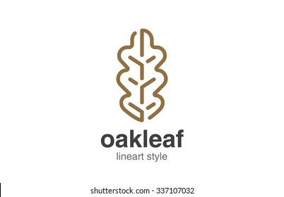 Oak Leaf Logo Design Vector Template Linear Style.