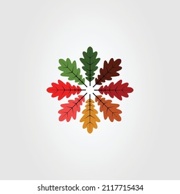 Oak leaf or mandala art logo vector illustration design