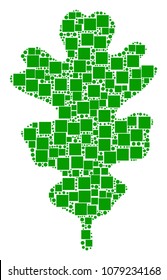 Oak Leaf mosaic icon of squares and round items in various sizes. Vector items are grouped into oak leaf collage design concept.