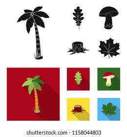 Oak leaf, mushroom, stump, maple leaf.Forest set collection icons in black,flat style vector symbol stock illustration web.