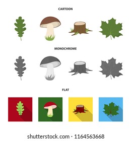 Oak leaf, mushroom, stump, maple leaf.Forest set collection icons in cartoon,flat,monochrome style vector symbol stock illustration web.
