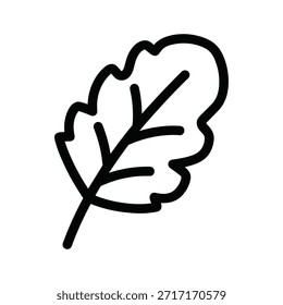 Oak leaf outline vector icon on white background. For organic natural autumn fall, nature, plant, forest, park, season. Farm flat drawing