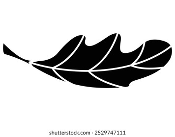 Oak leaf part of plant - vector silhouette picture for logo, pictogram or stencil. Oak leaf, plant for sign or icon