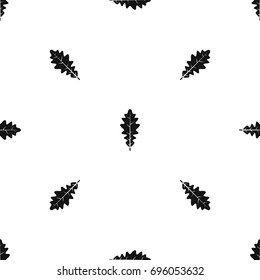 Oak leaf pattern repeat seamless in black color for any design. Vector geometric illustration