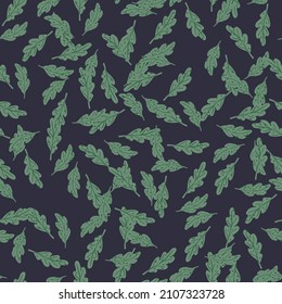 Oak leaf seamless pattern. Plant background. Repeated texture in doodle style for fabric, wrapping paper, wallpaper, tissue. Vector illustration.
