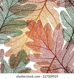 Oak leaf seamless pattern, vector EPS 10