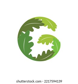 Oak leaf shape G letter for developer property, real estate company logo.