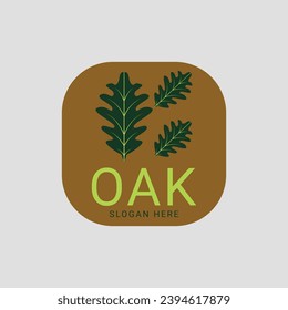 ilustración de color vintage simple de hoja de roble icono de diseño gráfico vectorial minimalista