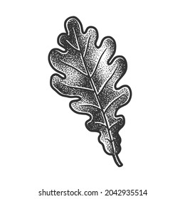 Oak Leaf sketch engraving vector illustration. T-shirt apparel print design. Scratch board imitation. Black and white hand drawn image.